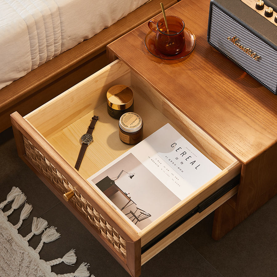 Vintage Wood 1-Drawer Nightstand