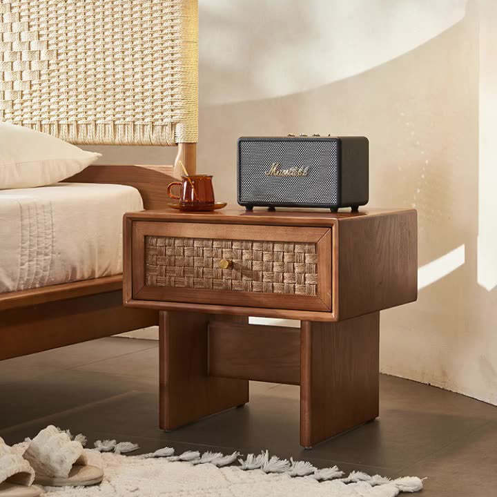Vintage Wood 1-Drawer Nightstand