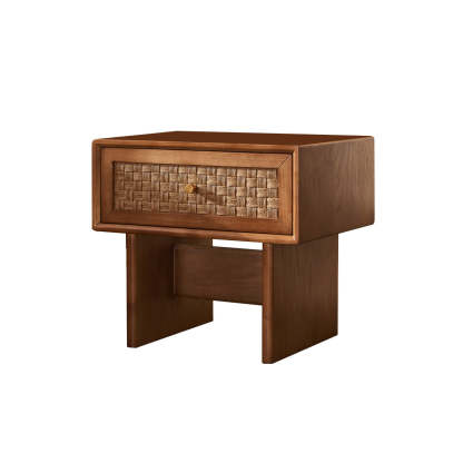 Vintage Wood 1-Drawer Nightstand