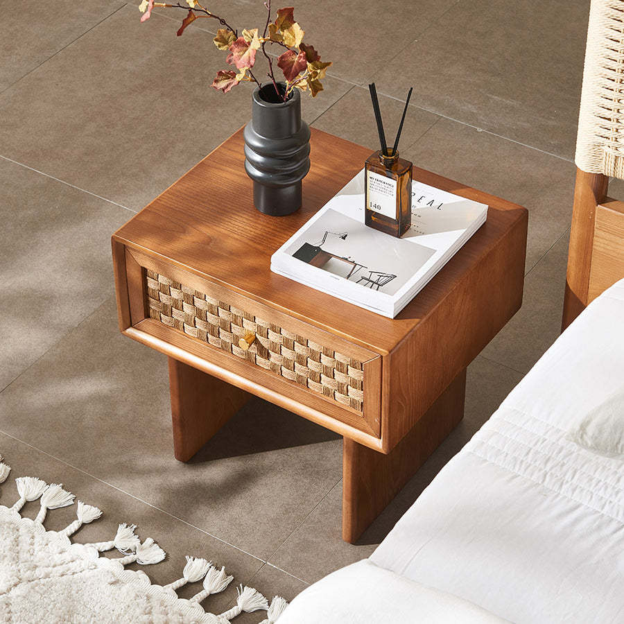 Vintage Wood 1-Drawer Nightstand
