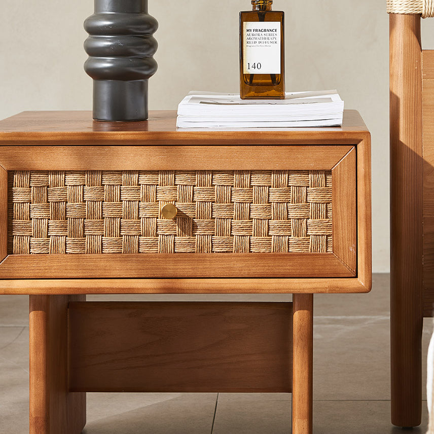 Vintage Wood 1-Drawer Nightstand