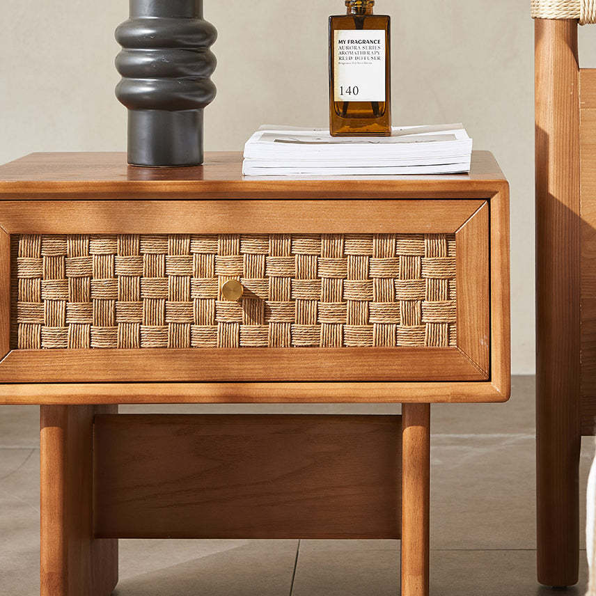 Vintage Wood 1-Drawer Nightstand