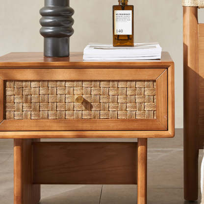 Vintage Wood 1-Drawer Nightstand