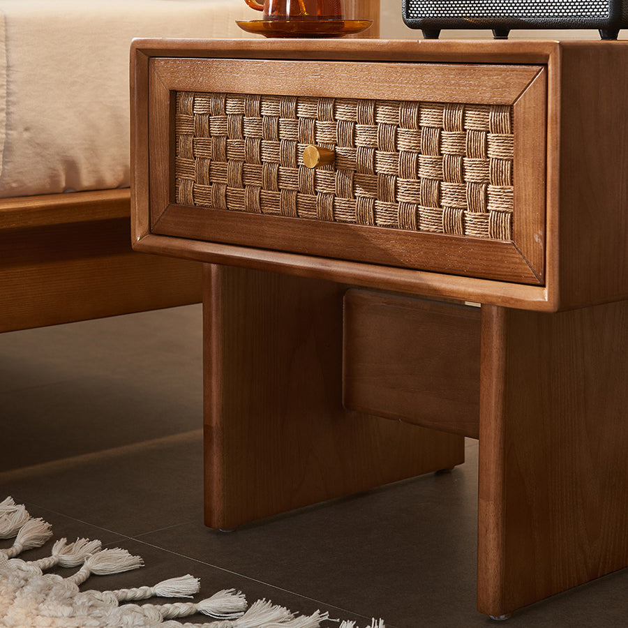 Vintage Wood 1-Drawer Nightstand