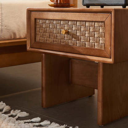 Vintage Wood 1-Drawer Nightstand