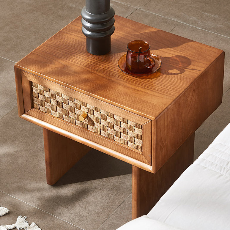Vintage Wood 1-Drawer Nightstand