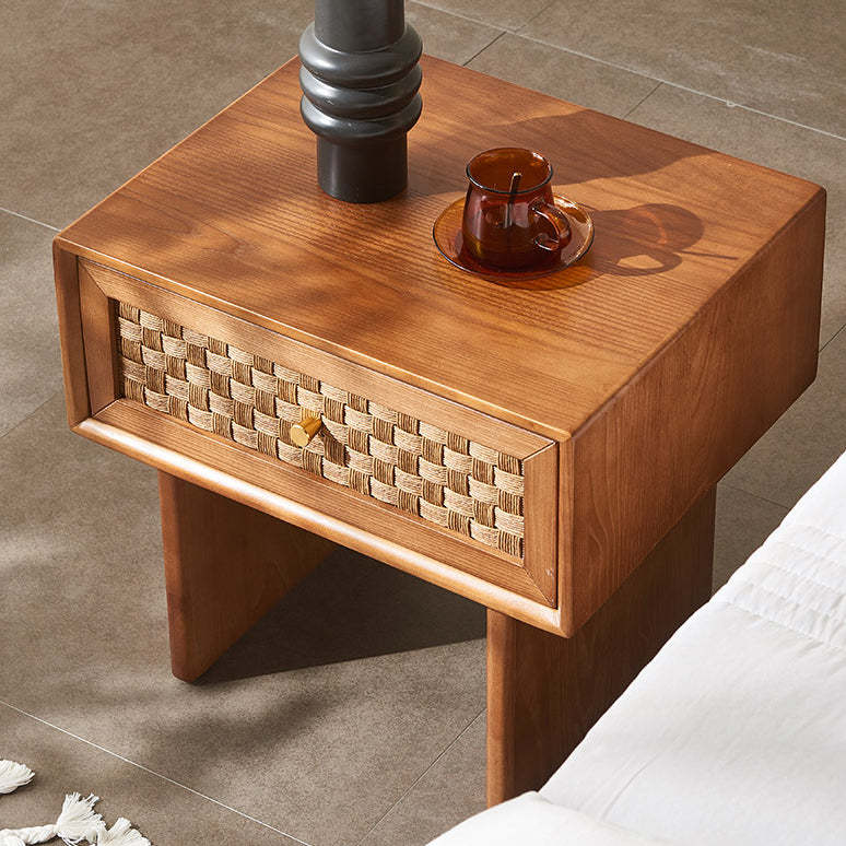Vintage Wood 1-Drawer Nightstand