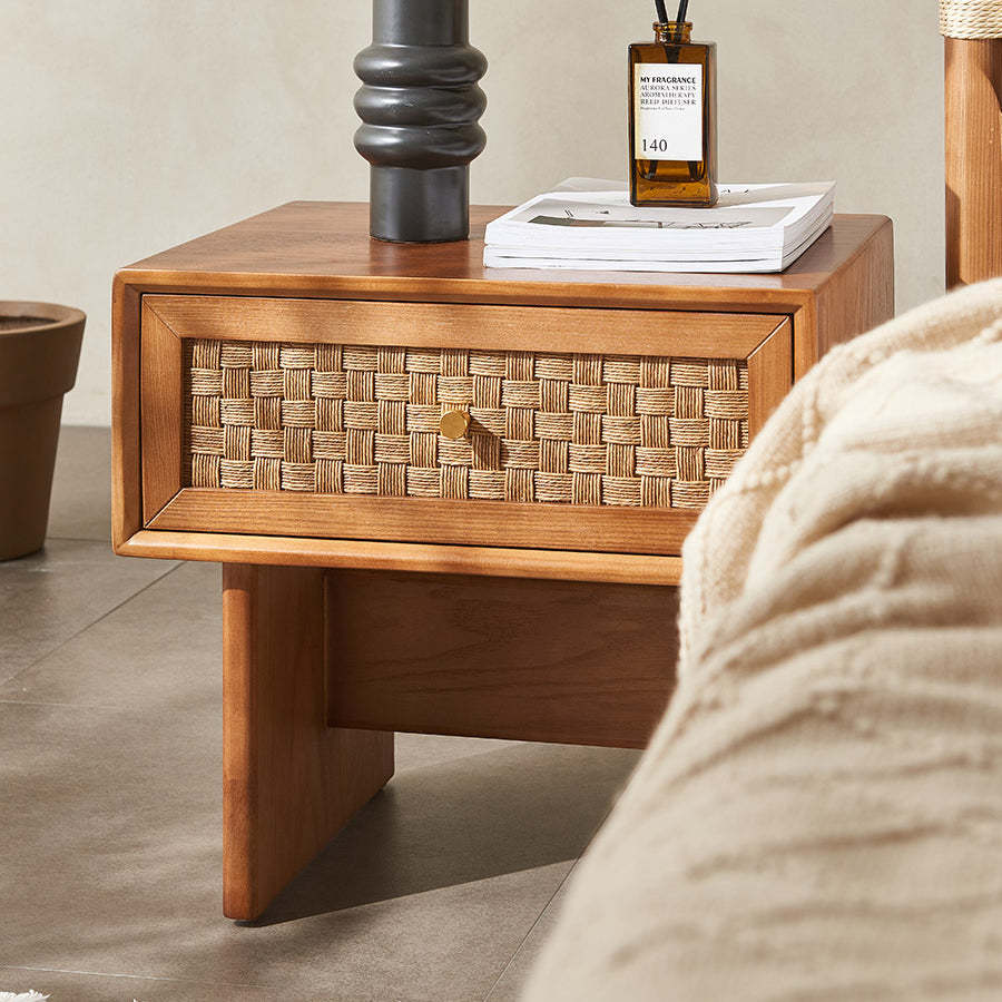 Vintage Wood 1-Drawer Nightstand