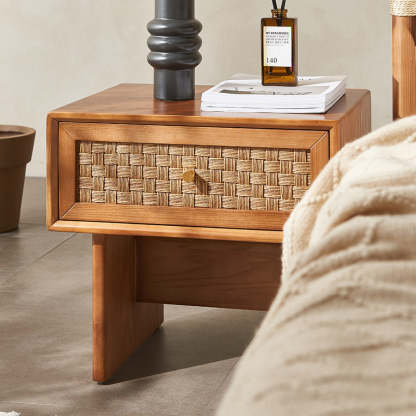 Vintage Wood 1-Drawer Nightstand