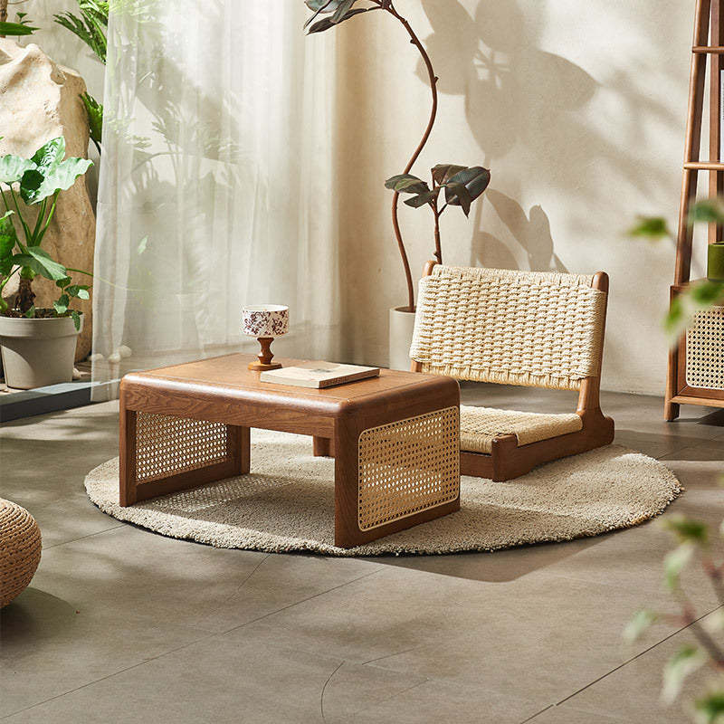 Japanese Tatami Rattan Wood Coffee Table