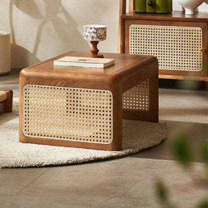 Japanese Tatami Rattan Wood Coffee Table