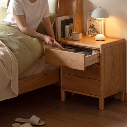 Vintage Wood 3-Drawer Nightstand