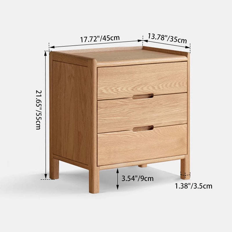 Vintage Wood 3-Drawer Nightstand