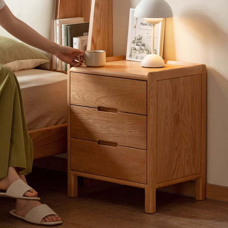 Vintage Wood 3-Drawer Nightstand — Wood Color