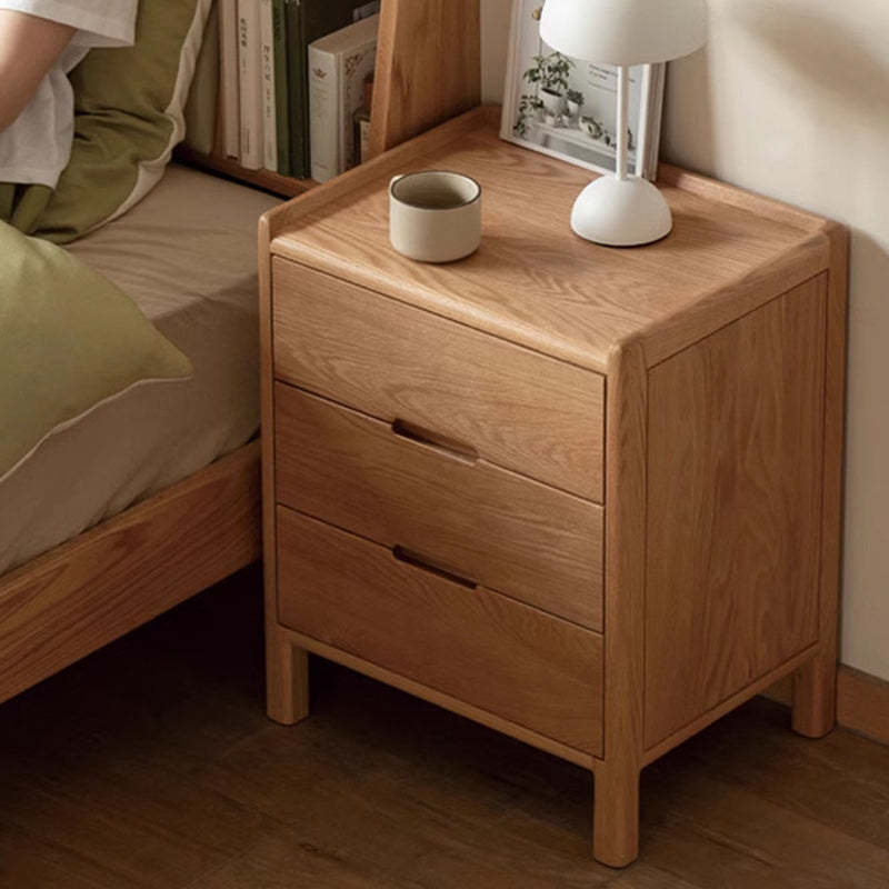 Vintage Wood 3-Drawer Nightstand