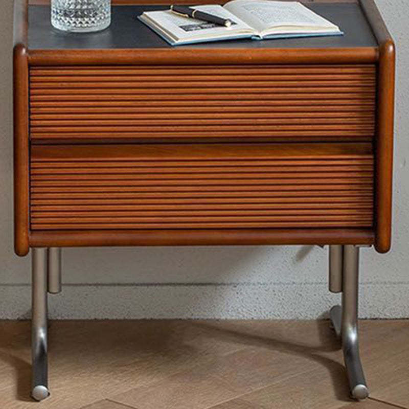 Vintage Sintered Stone Solid Wood T-Shaped Nightstand