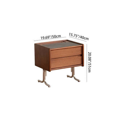 Vintage Sintered Stone Solid Wood T-Shaped Nightstand