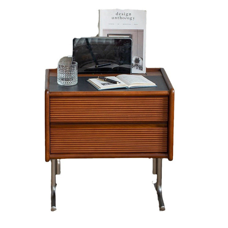 Vintage Sintered Stone Solid Wood T-Shaped Nightstand