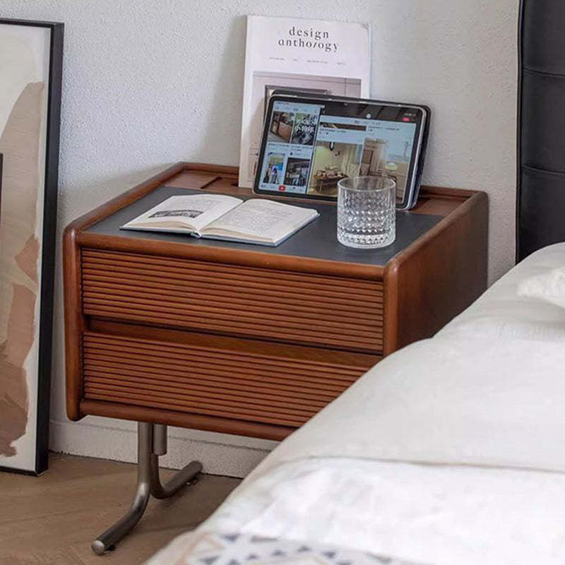 Vintage Sintered Stone Solid Wood T-Shaped Nightstand