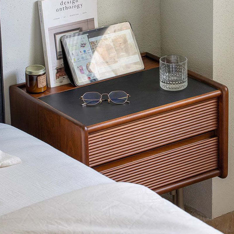 Vintage Sintered Stone Solid Wood T-Shaped Nightstand