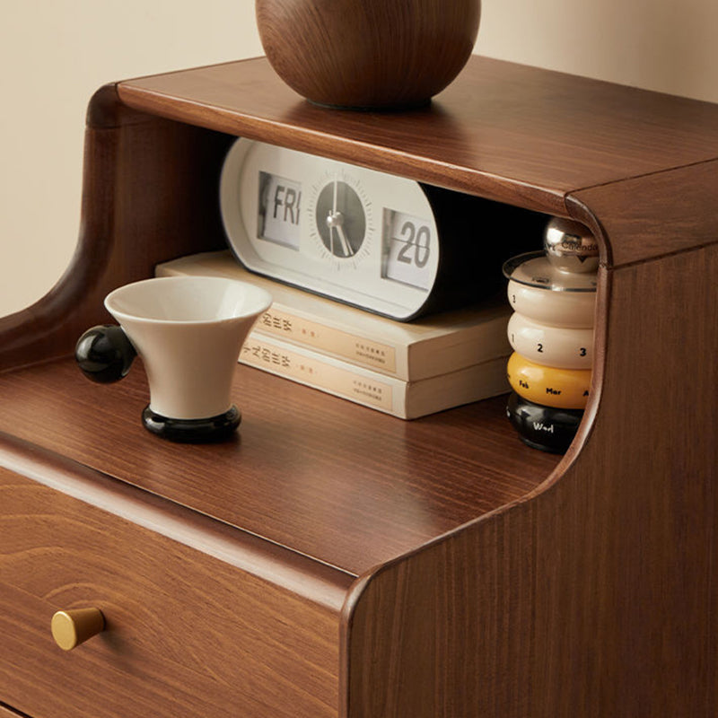 Japanese Wood 2-Tier Storage Nightstand
