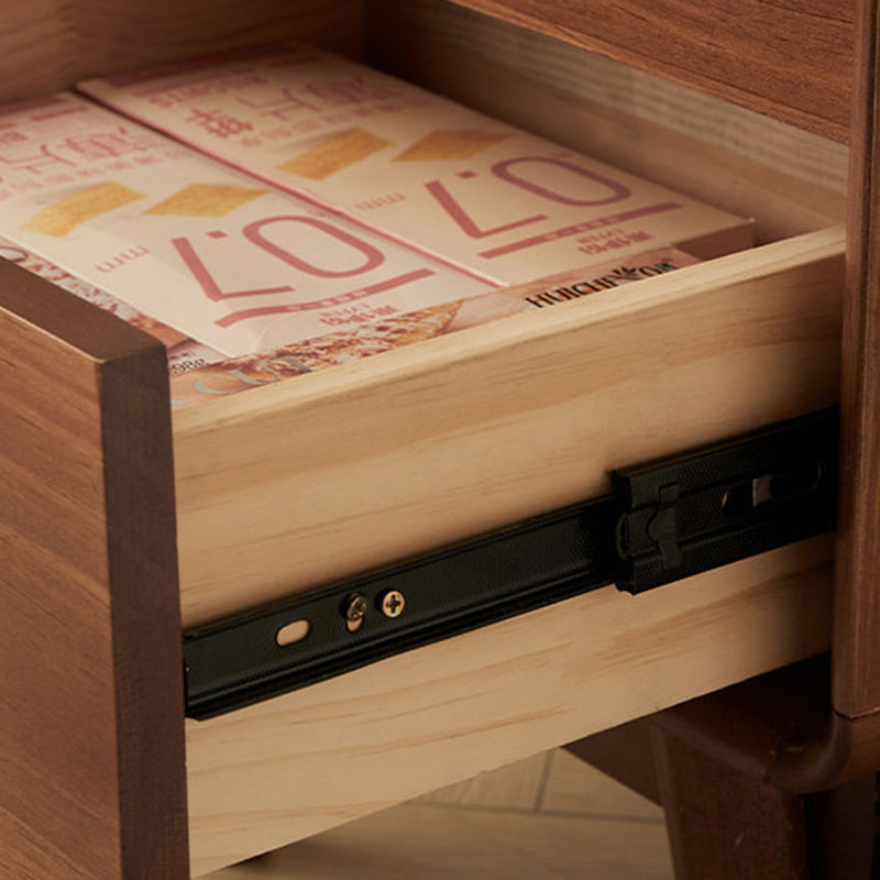 Japanese Wood 2-Tier Storage Nightstand
