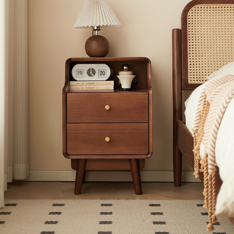Traditional 2-tier storage nightstands in wood