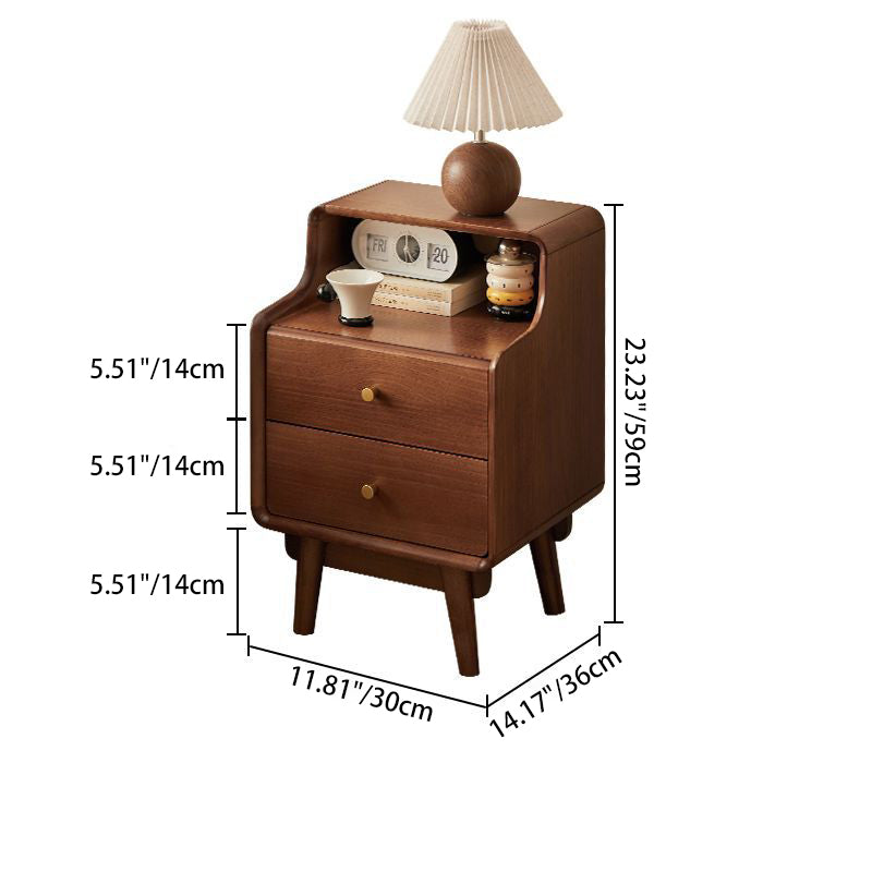 Japanese Wood 2-Tier Storage Nightstand