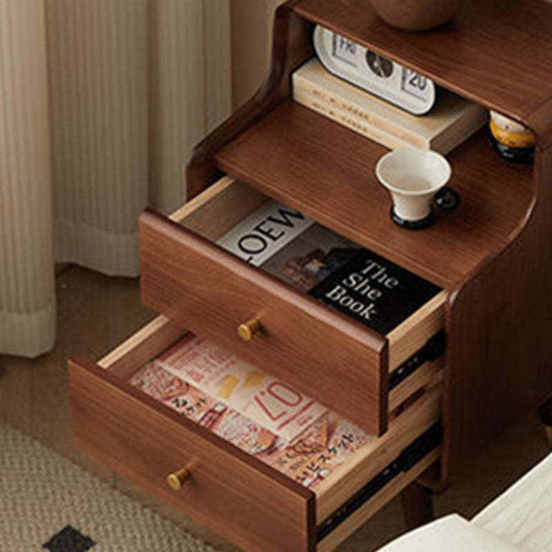Japanese Wood 2-Tier Storage Nightstand