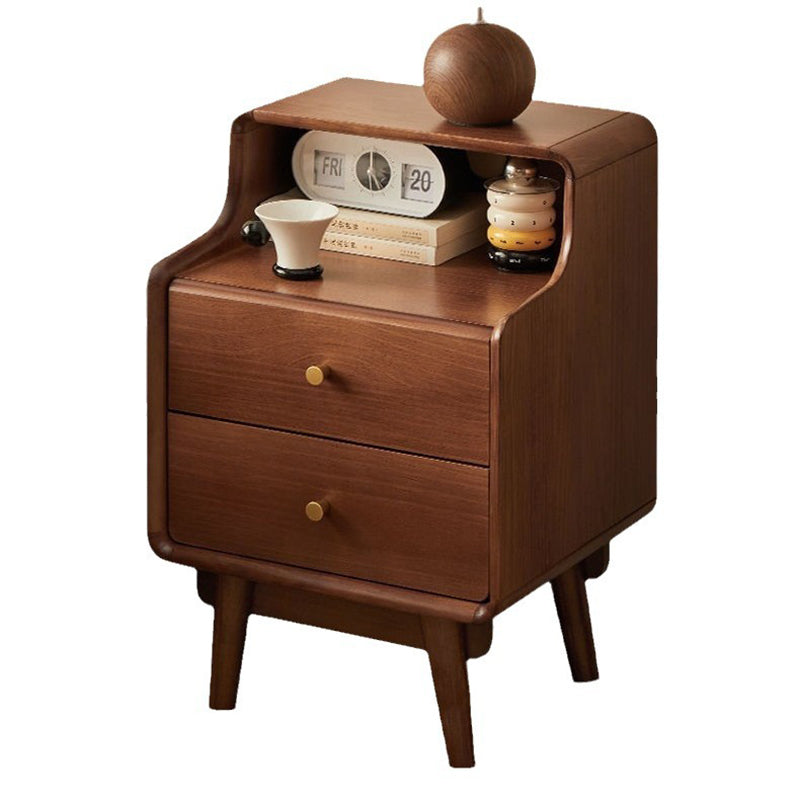 Japanese Wood 2-Tier Storage Nightstand