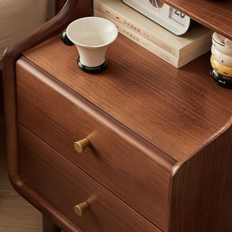 Japanese Wood 2-Tier Storage Nightstand