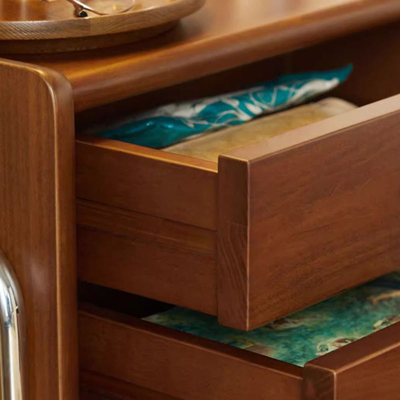 Retro Wood Metal 2-Drawer Nightstand