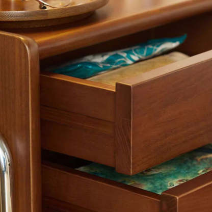 Retro Wood Metal 2-Drawer Nightstand