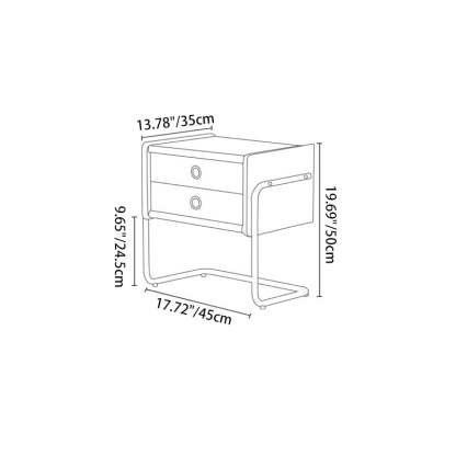 Retro Wood Metal 2-Drawer Nightstand