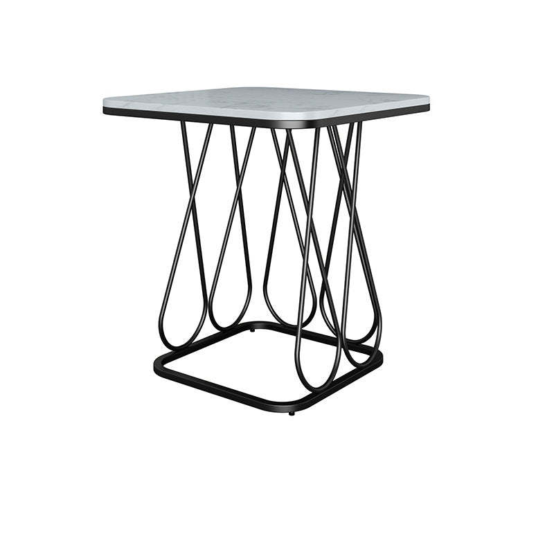 Lighom sintered square metal stone glass end & side tables for living room