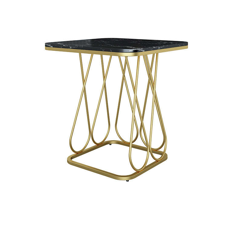 Contemporary Sintered Stone Metal 2-Tier Square End Table