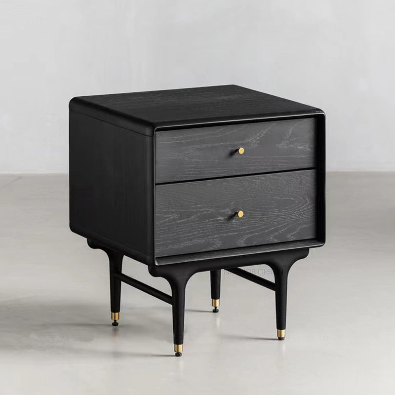 Contemporary Luxury Wood Cube 2-Drawer Nightstand