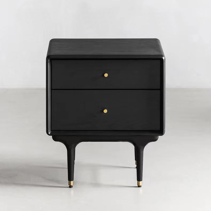 Contemporary Luxury Wood Cube 2-Drawer Nightstand