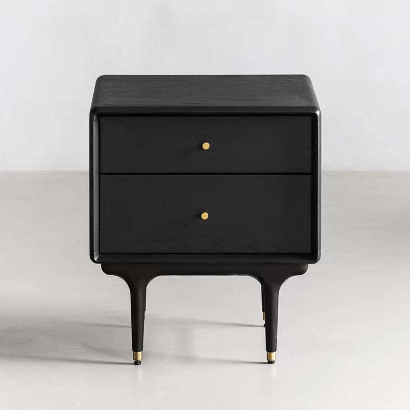 Contemporary Luxury Wood Cube 2-Drawer Nightstand
