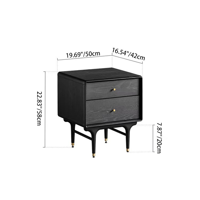 Contemporary Luxury Wood Cube 2-Drawer Nightstand