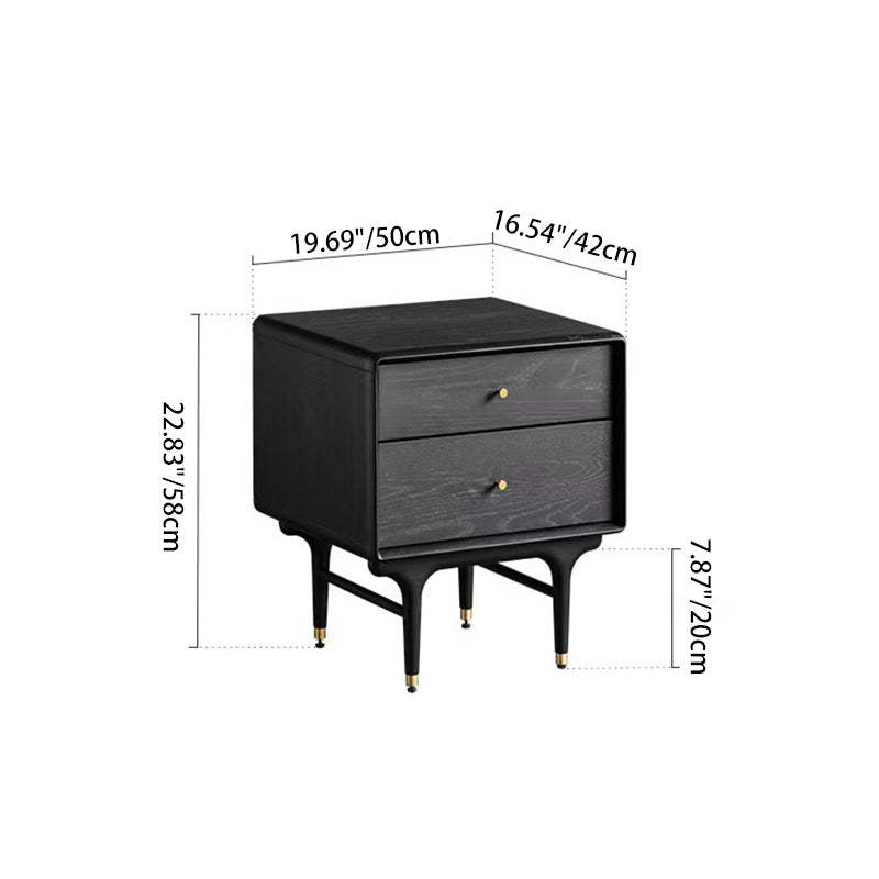 Contemporary Luxury Wood Cube 2-Drawer Nightstand