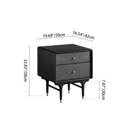 Contemporary Luxury Wood Cube 2-Drawer Nightstand