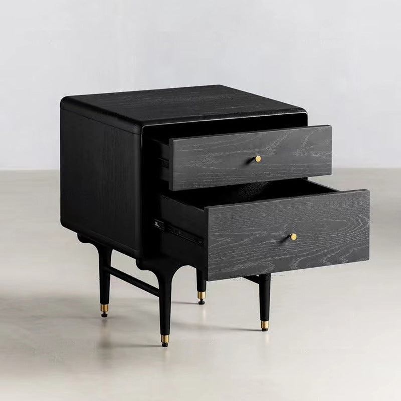 Contemporary Luxury Wood Cube 2-Drawer Nightstand