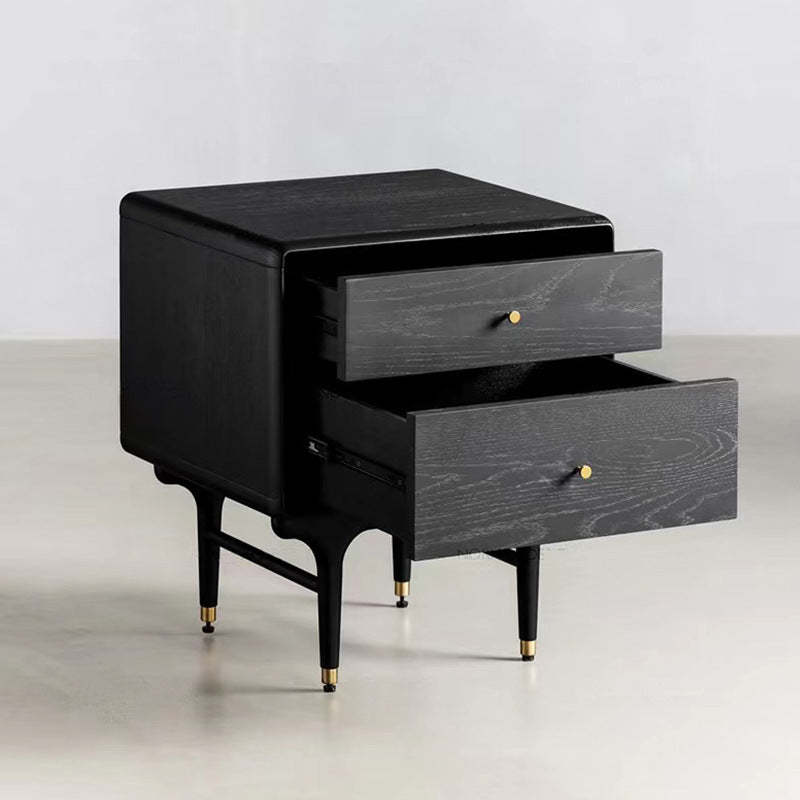 Contemporary Luxury Wood Cube 2-Drawer Nightstand