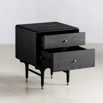 Contemporary Luxury Wood Cube 2-Drawer Nightstand