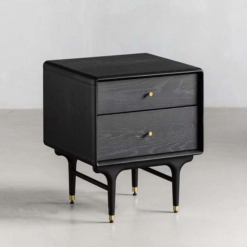 Contemporary Luxury Wood Cube 2-Drawer Nightstand