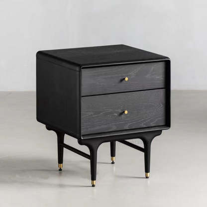Contemporary Luxury Wood Cube 2-Drawer Nightstand