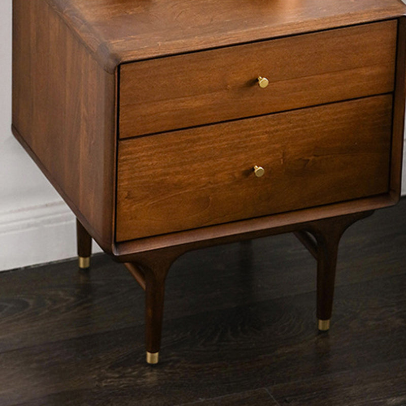 Contemporary Luxury Wood Cube 2-Drawer Nightstand