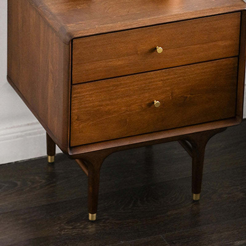Contemporary Luxury Wood Cube 2-Drawer Nightstand