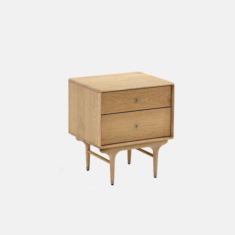 Contemporary Luxury Wood Cube 2-Drawer Nightstand